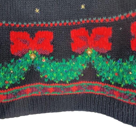 Vintage 1994 Christmas Wreath Ugly Sweater with Real Ornaments Size Medium - Picture 9 of 15